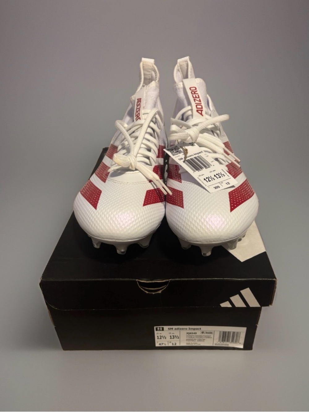 adidas Adizero Impact Football Cleats White/Red Men’s US 12.5 (D)